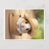 Carte Postale Hampster avec casquette en paille à l'intérieur du (Devant)
