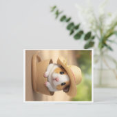 Carte Postale Hampster avec casquette en paille à l'intérieur du (Debout devant)