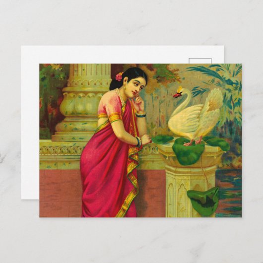 Carte Postale Hamsa and Damayanti by Raja Ravi Varma (Devant / Derrière)