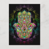 Carte Postale Hamsa Fatma Main Psychedelic Art (Devant)