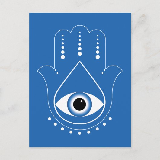 Carte Postale Hamsa main Grec mal Oeil bleu (Devant)