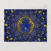 Carte Postale Hamsa Main - Main - Fatima Dot Art Lapis Lazuli (Devant)