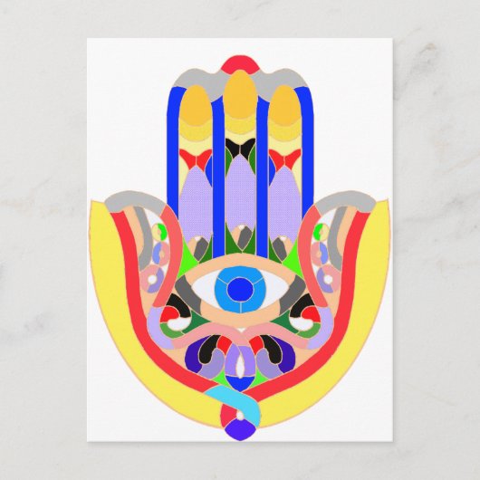 Carte Postale Hamsa - très coloré (Devant)