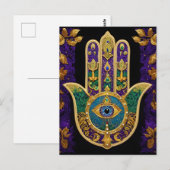 Carte Postale Hamsa Troisième Œil Orné Or (Devant / Derrière)
