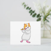 Carte Postale Hamster à la musique avec flûte (Debout devant)