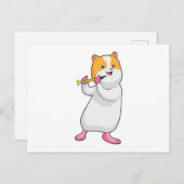 Carte Postale Hamster à la musique avec flûte (Devant / Derrière)