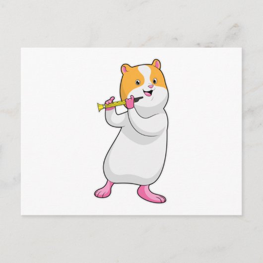 Carte Postale Hamster à la musique avec flûte (Devant)