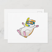 Carte Postale Hamster à la plongée avec lunettes de natation (Devant / Derrière)