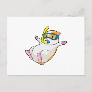 Carte Postale Hamster à la plongée avec lunettes de natation