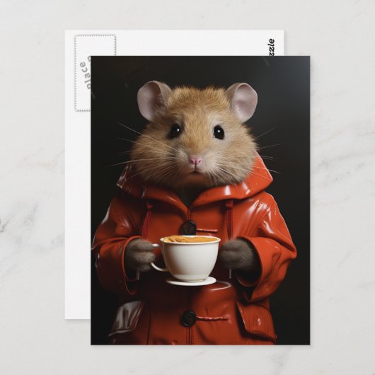 Carte Postale Hamster Adorable Avec Beurre de Cacahuète dans une (Devant / Derrière)