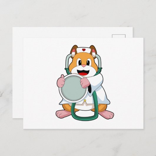 Carte Postale Hamster as Doctor with Stethoscope.PNG (Devant / Derrière)