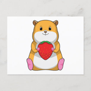 Carte Postale Hamster aux fraises