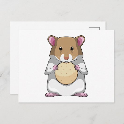 Carte Postale Hamster avec biscuit (Devant / Derrière)