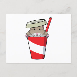 Carte Postale Hamster avec Boisson