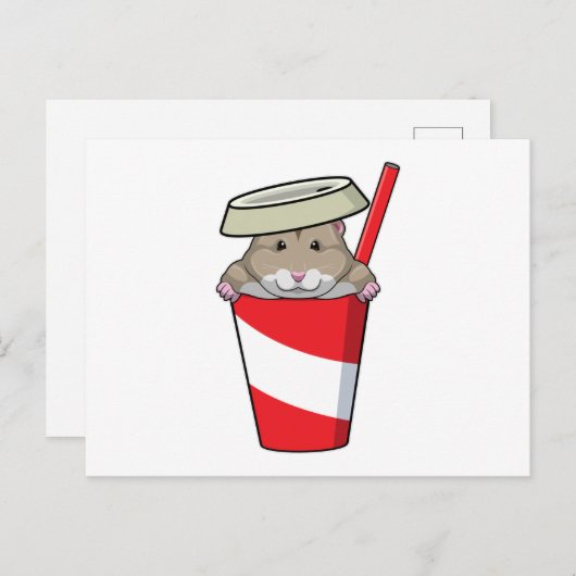 Carte Postale Hamster avec boisson (Devant / Derrière)