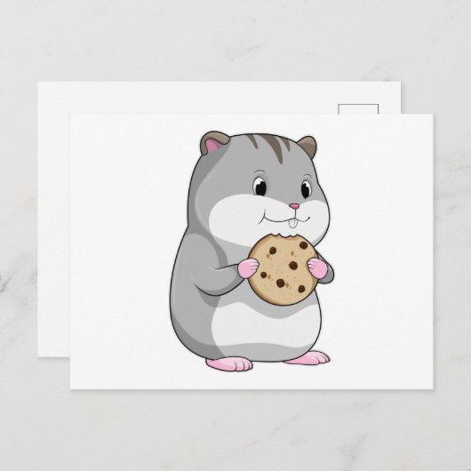 Carte Postale Hamster avec Cookie (Devant / Derrière)