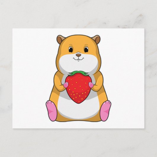 Carte Postale Hamster avec fraise (Devant)