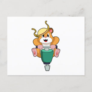 Carte Postale Hamster avec marteau-piqueur