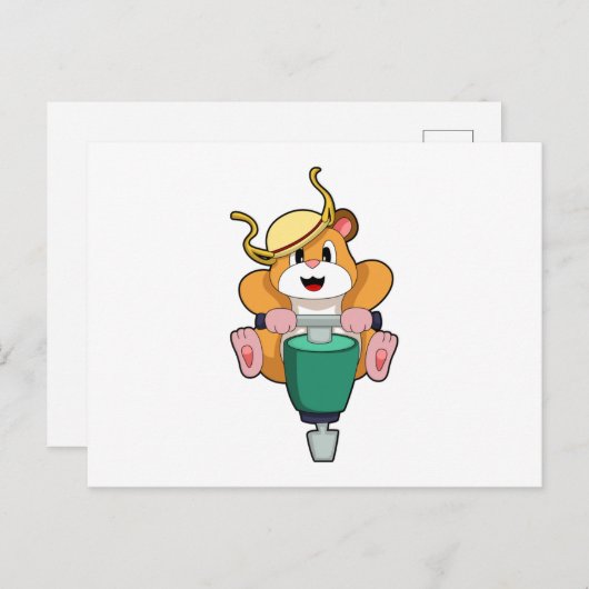 Carte Postale Hamster avec marteau-piqueur (Devant / Derrière)
