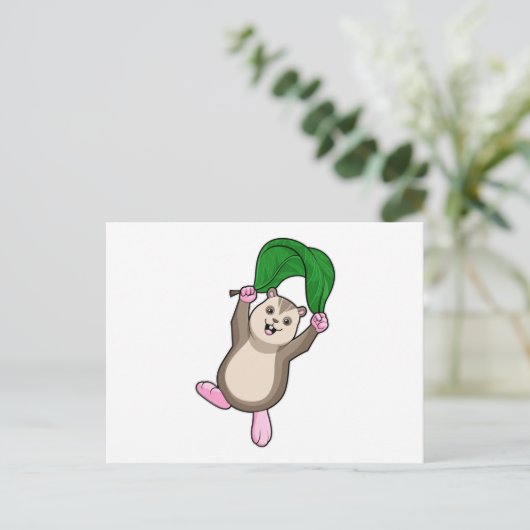 Carte Postale Hamster avec parachute (Debout devant)