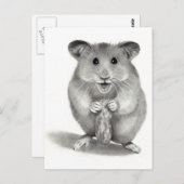 CARTE POSTALE HAMSTER AVEC PEANUT, ART PENCIL (Devant / Derrière)