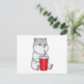 Carte Postale Hamster avec tasse et paille (Debout devant)