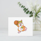 Carte Postale Hamster basketteur avec ballon de basket (Debout devant)