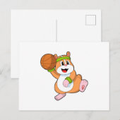 Carte Postale Hamster basketteur avec ballon de basket (Devant / Derrière)
