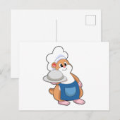 Carte Postale Hamster cuisinier avec plateau (Devant / Derrière)