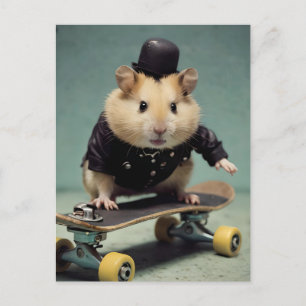Carte Postale Hamster de Skateboard adorable