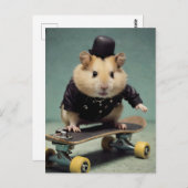 Carte Postale Hamster de Skateboard adorable (Devant / Derrière)