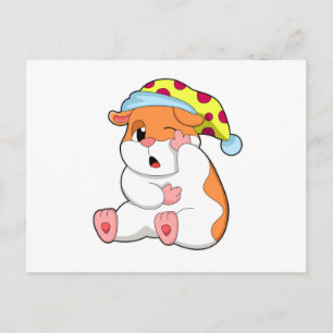 Carte Postale Hamster dormant avec tête endormie