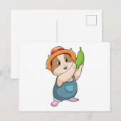 Carte Postale Hamster en fermier avec courgette (Devant / Derrière)