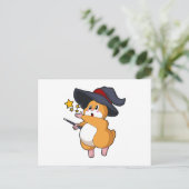 Carte Postale Hamster en magicien avec baguette magique (Debout devant)