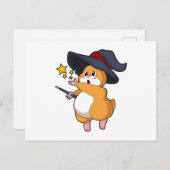 Carte Postale Hamster en magicien avec baguette magique (Devant / Derrière)