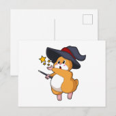 Carte Postale Hamster en magicien avec une baguette magique (Devant / Derrière)