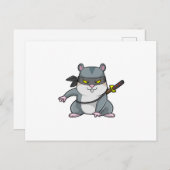 Carte Postale Hamster en ninja à l'art martial avec épée (Devant / Derrière)