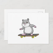 Carte Postale Hamster en patineur avec planche à roulette (Devant / Derrière)