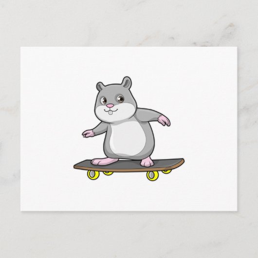 Carte Postale Hamster en patineur avec planche à roulette (Devant)
