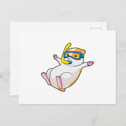 Carte Postale Hamster en plongée avec lunettes de natation (Devant / Derrière)