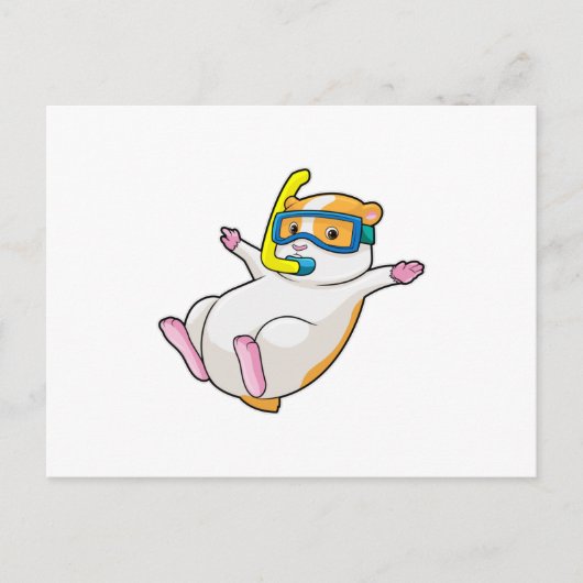 Carte Postale Hamster en plongée avec lunettes de natation (Devant)