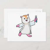 Carte Postale Hamster en scientifique avec tube à essai (Devant / Derrière)