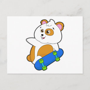Carte Postale Hamster en skater avec skateboard