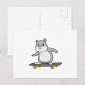 Carte Postale Hamster en skateur avec planche à roulettes (Devant / Derrière)
