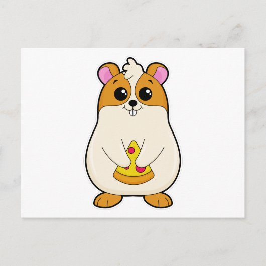 Carte Postale Hamster en train de manger de la pizza (Devant)