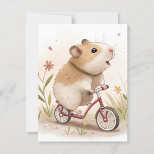 Carte Postale Hamster En Vélo