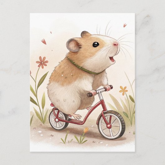 Carte Postale Hamster En Vélo (Devant)