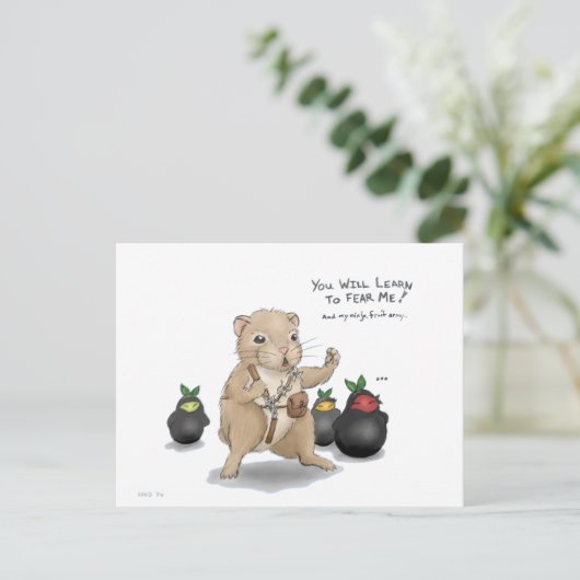 Carte Postale Hamster et Ninja Fruit (Debout devant)