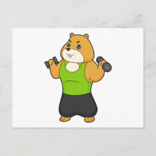Carte Postale Hamster Fitness Dumbbell