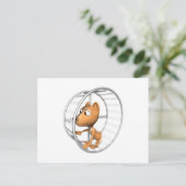 Carte Postale hamster mignon courant dans sa roue (Debout devant)